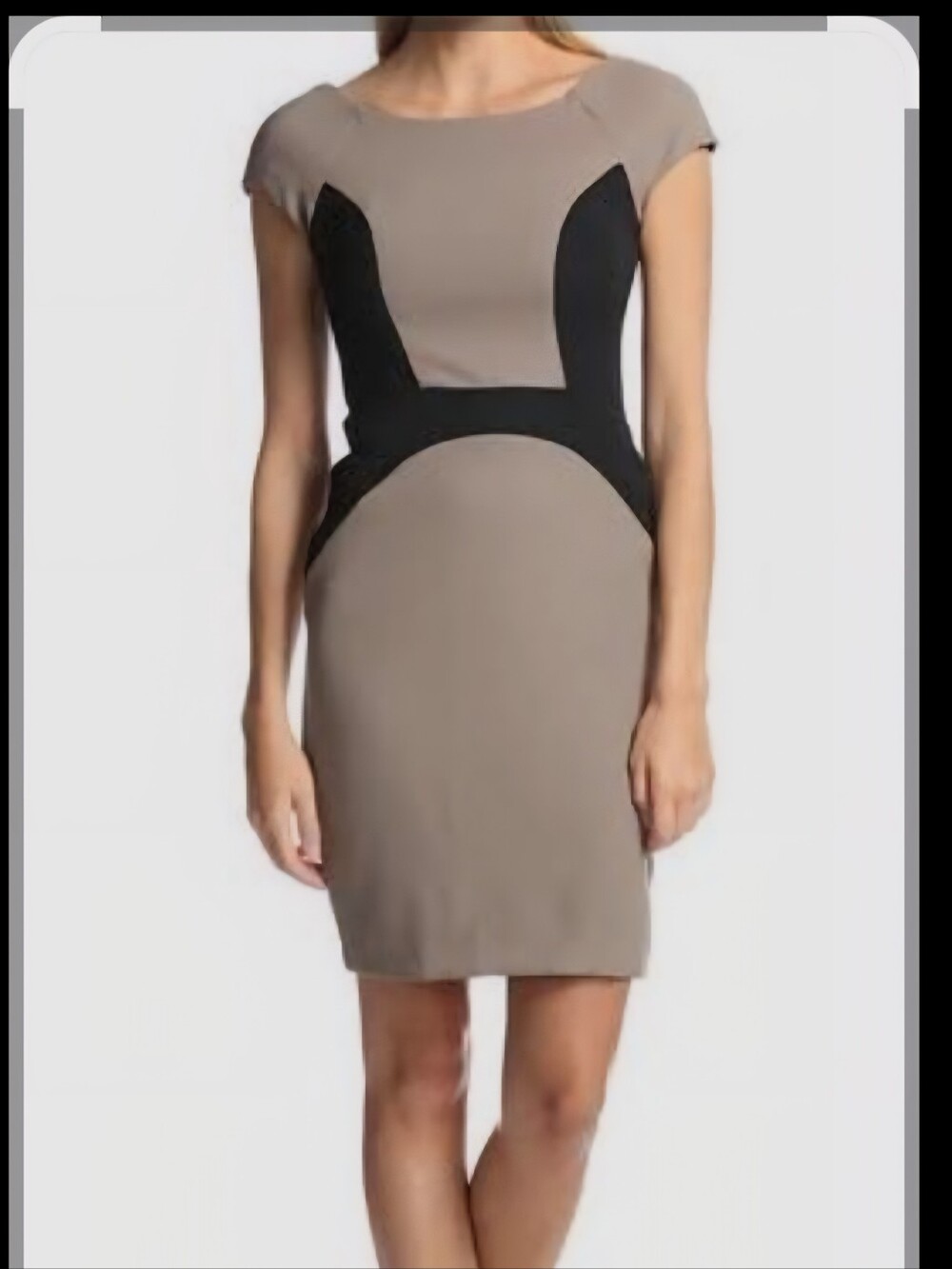 "New" Eva Franco Taupe and Black Colorblock Mini Dress